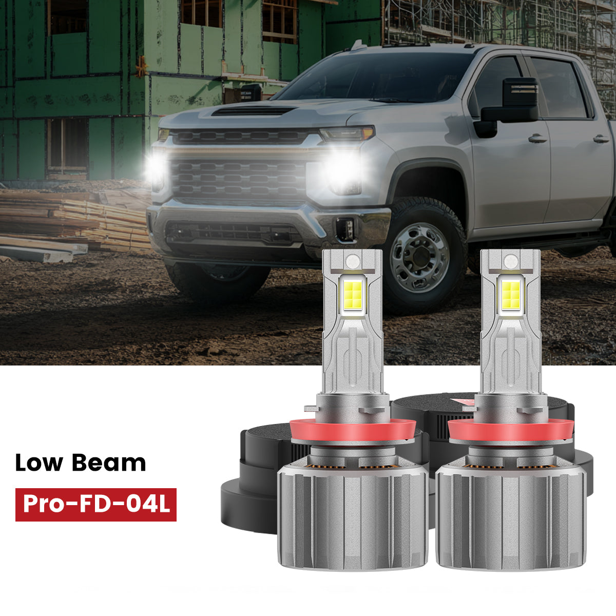 Custom-design H11 led headlight low beam bulbs for 2020-2024 Chevrolet Silverado 2500 3500