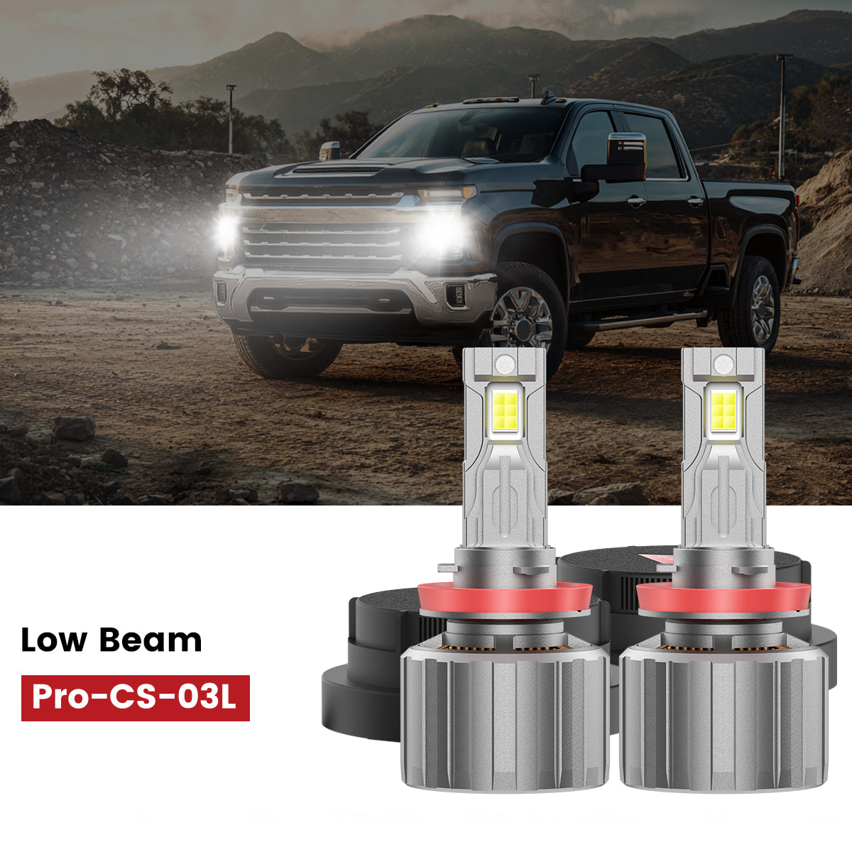 Custom-design H11 led low beam headlight bulbs for 2025 Chevrolet Silverado 2500 3500