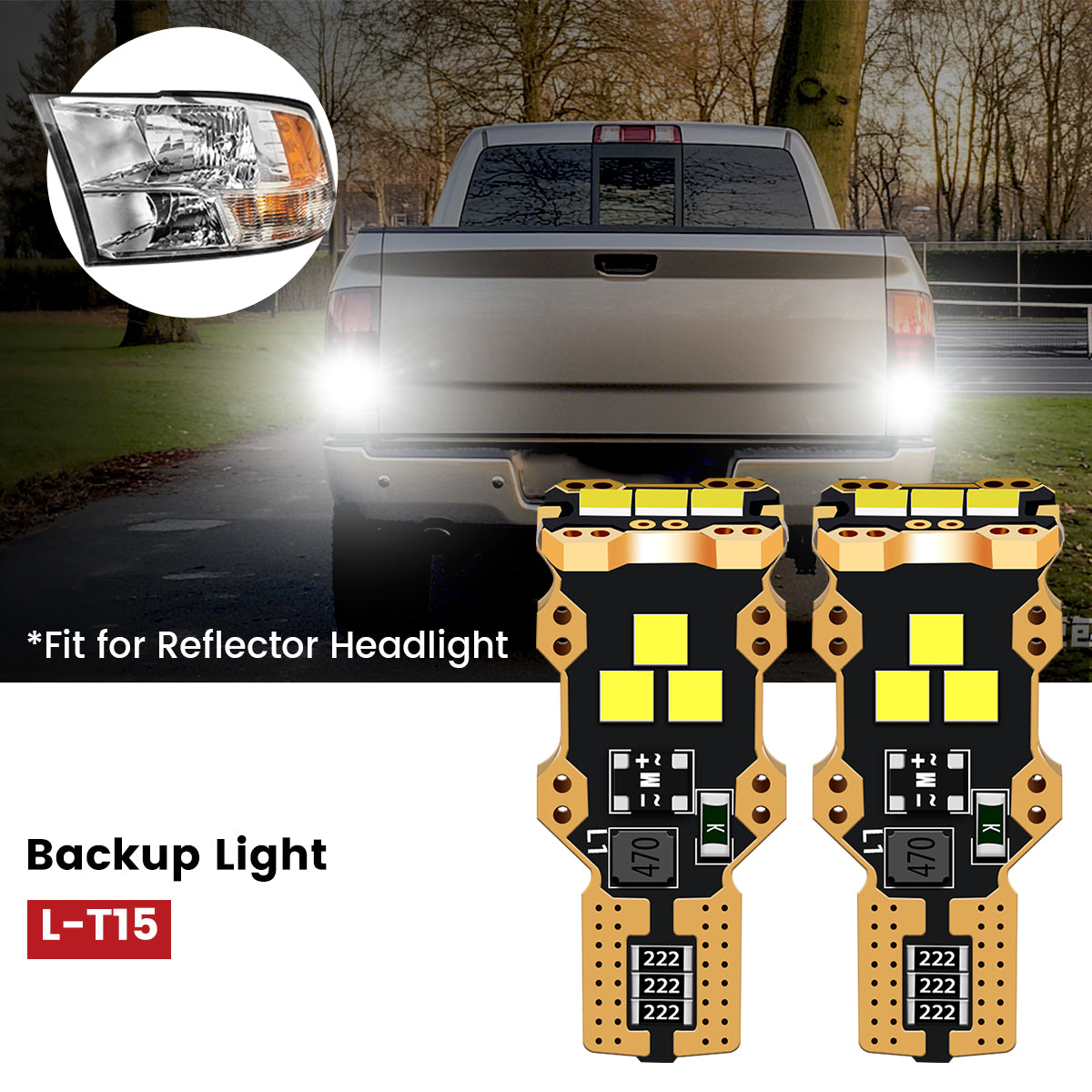 Lasfit 921 LED reverse lights for 2016-2018 Ram 1500 with reflector headlights