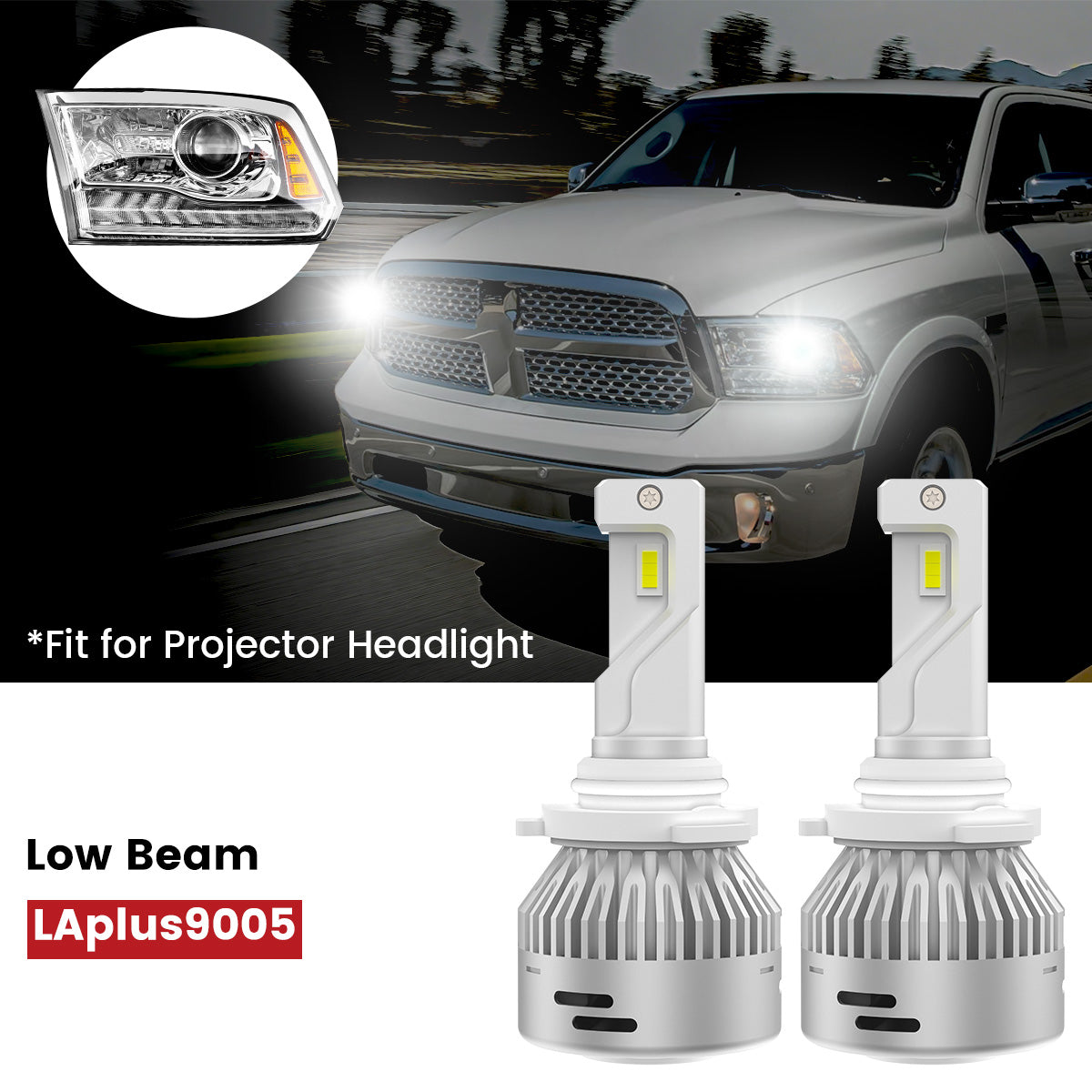 Lasfit 9005 LED headlight low beam for 2016-2018 Ram 1500 with projector headlights