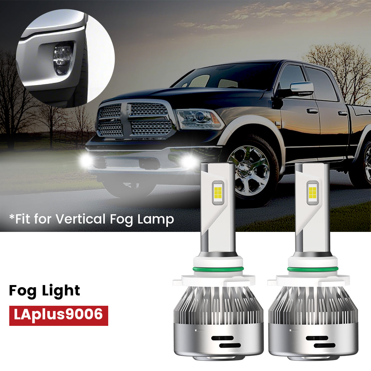 Lasfit 9006 LED fog lights for 2016-2018 Ram 1500 with vertical fog lamp