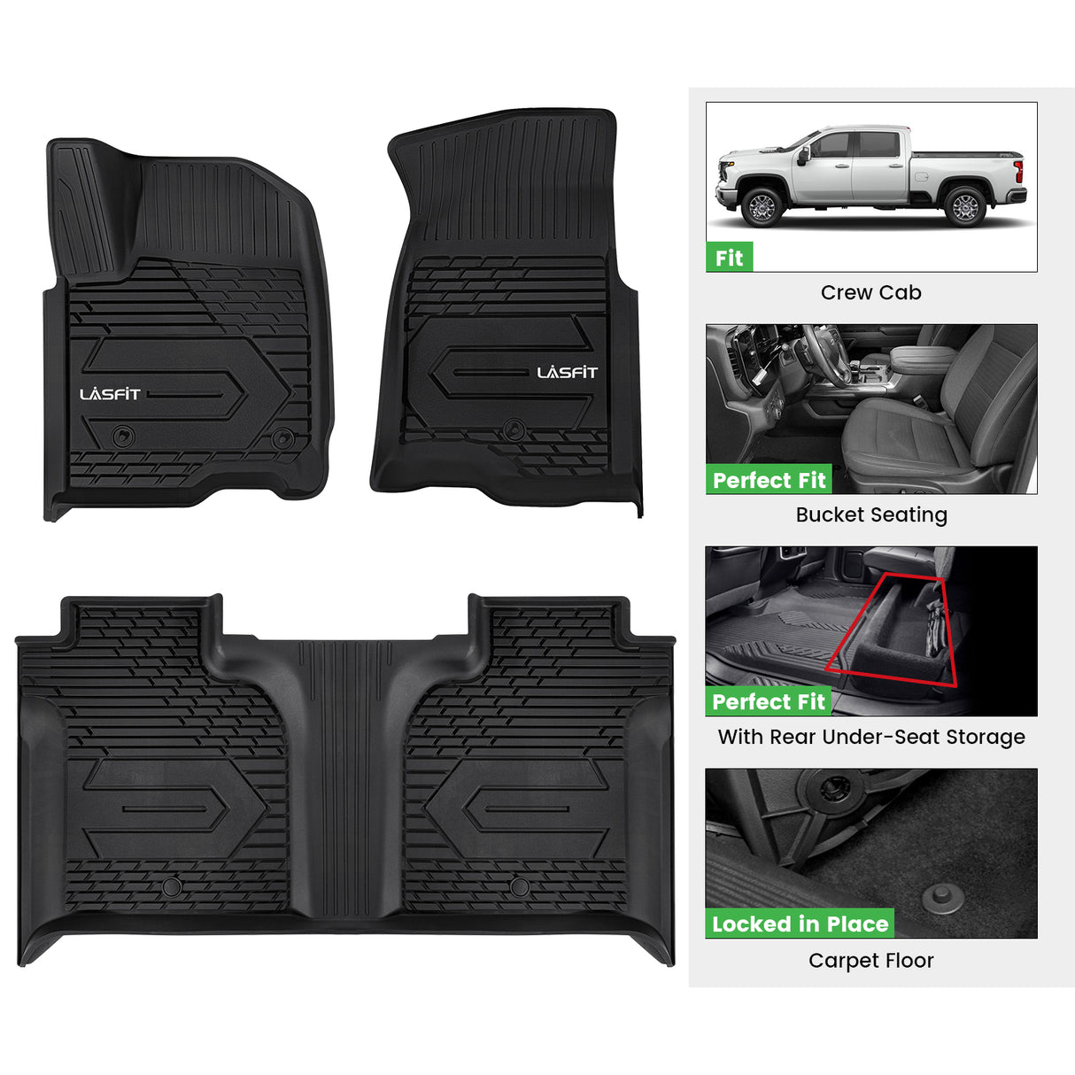 Fit for 2020-2026 Chevrolet Silverado HD 2500 3500 Floor Mats, Fit Carpet Floor Only