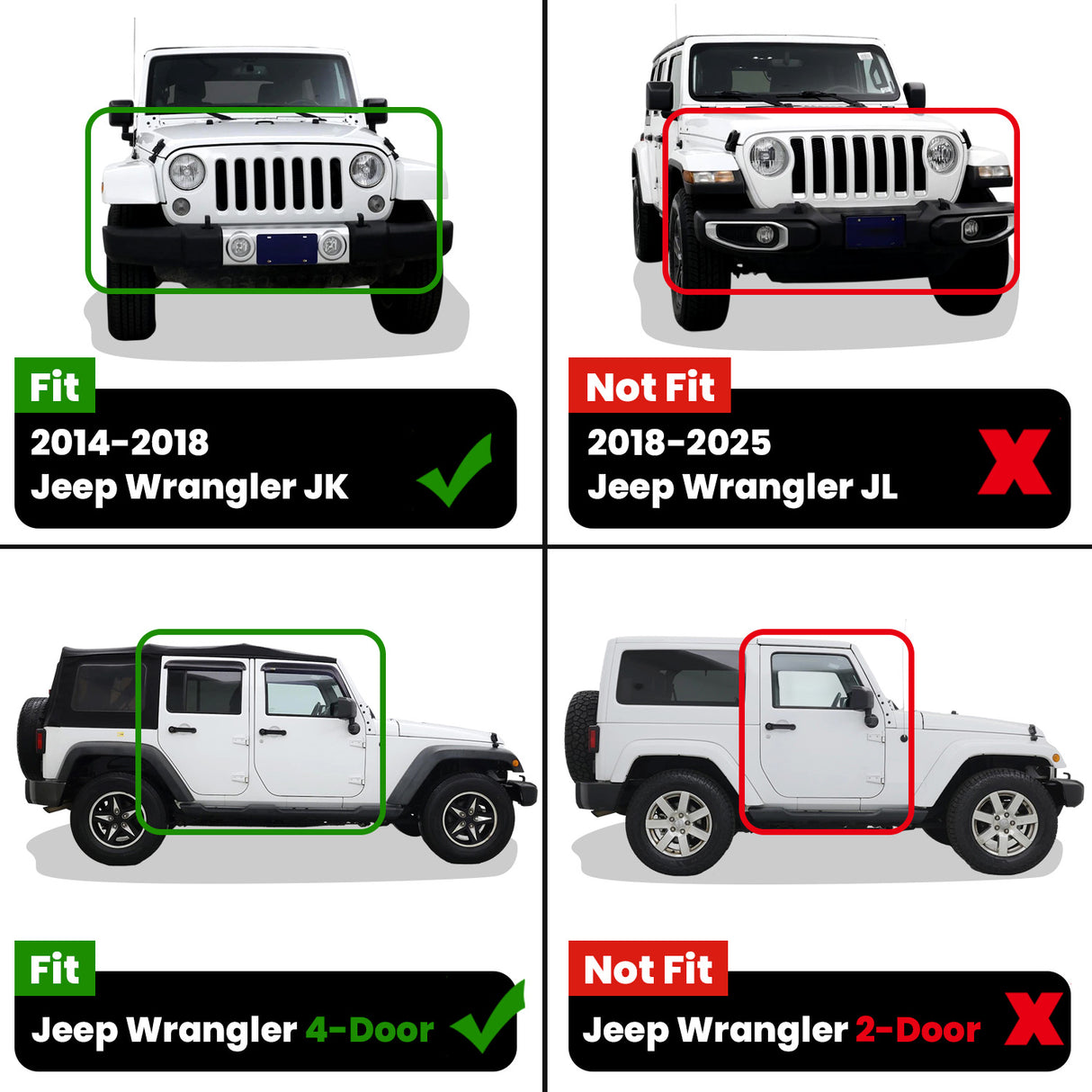 Fit for 2014-2018 Jeep Wrangler JK Unlimited All-Weather Floor Mats & Cargo Mat, For 4 Doors Without Subwoofer ONLY
