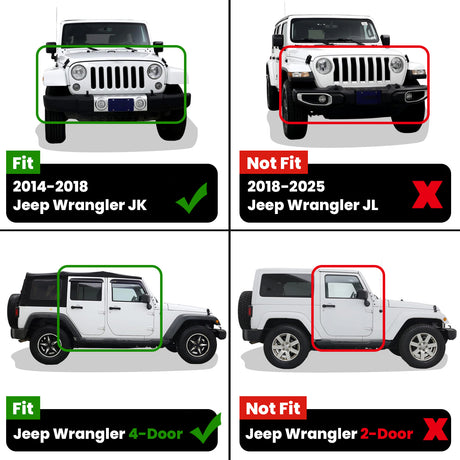 Fit for 2014-2018 Jeep Wrangler JK Unlimited All-Weather Floor Mats & Cargo Mat, For 4 Doors Without Subwoofer ONLY