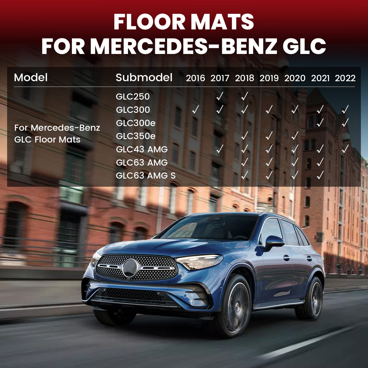 Fit for 2016-2022 Mercedes-Benz GLC TPE Material Floor Mats