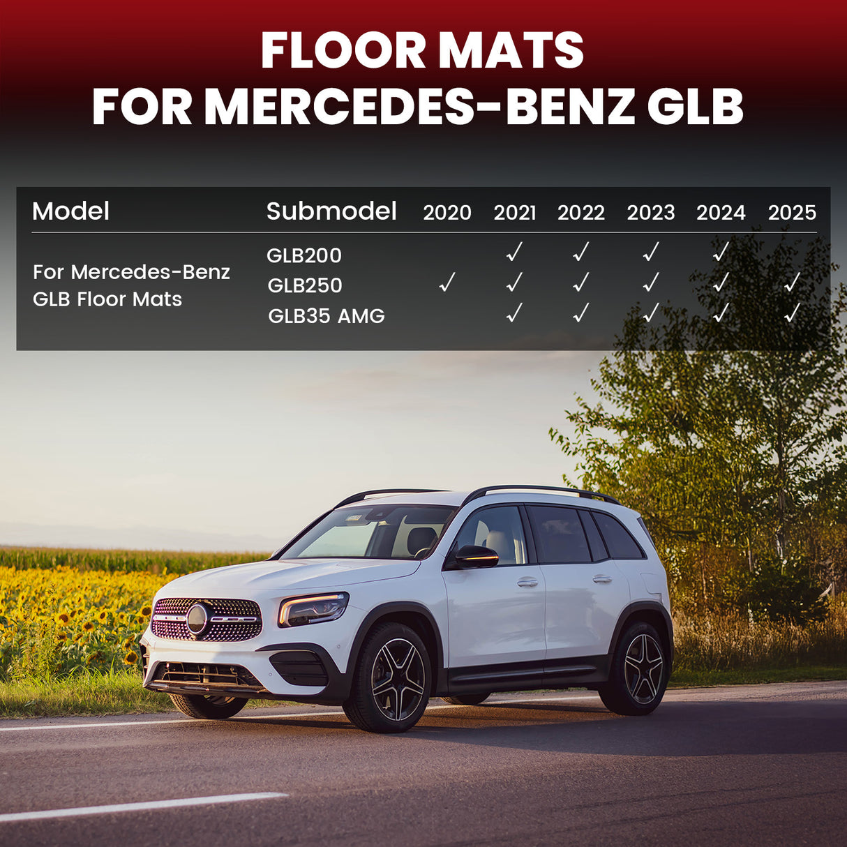 Fit for 2020-2026 Mercedes Benz GLB Custom Floor Mats TPE Material 1st & 2nd Row