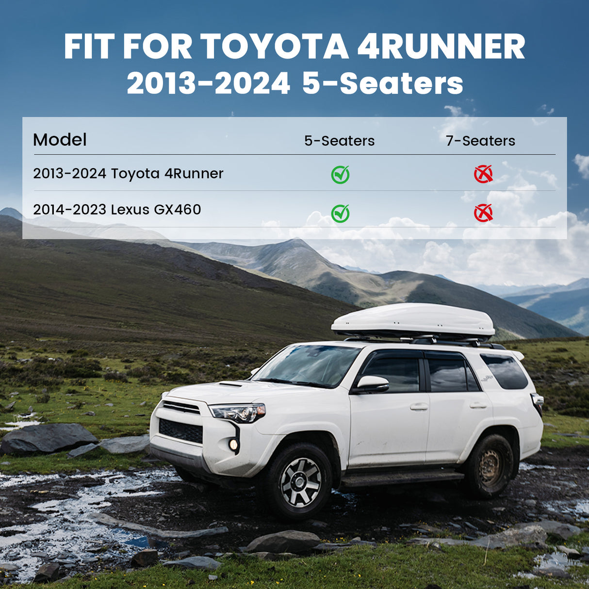 Fit for 2013-2024 Toyota 4Runner All Weather Floor Mats / Cargo / Seatback Mat, Not Fit Equipped Sliding Cargo Tray Option