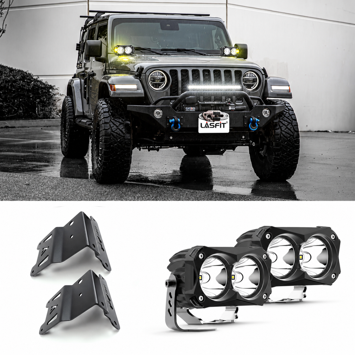 4.8 Inch LED Pod Ditch Light Kit for 2018-2024 Jeep Wrangler JL Gladiator JT (Don't Fit Mojave or 4xe) | LASFIT