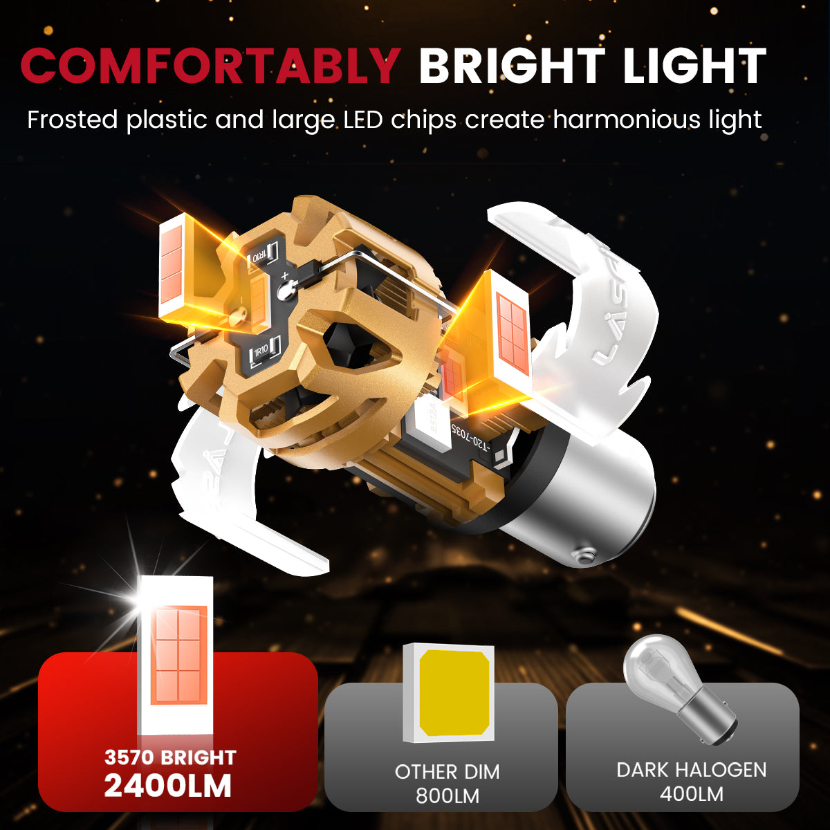 Lasfit 1157 led bulbs comfortably bright light
