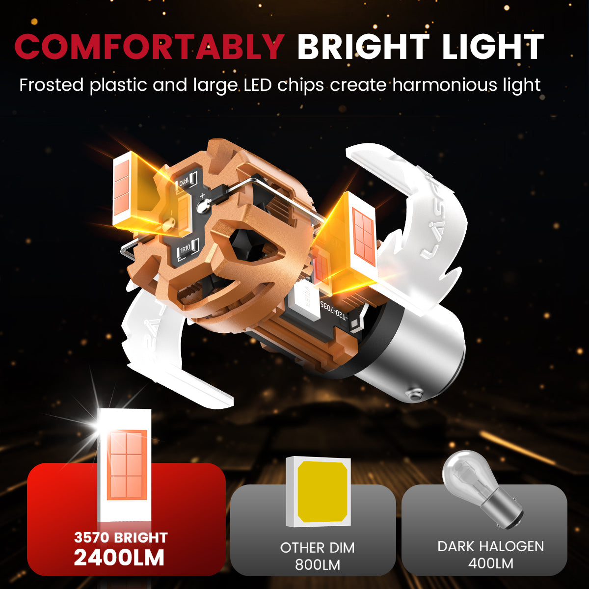 Lasfit 1157 led bulbs comfortably bright light