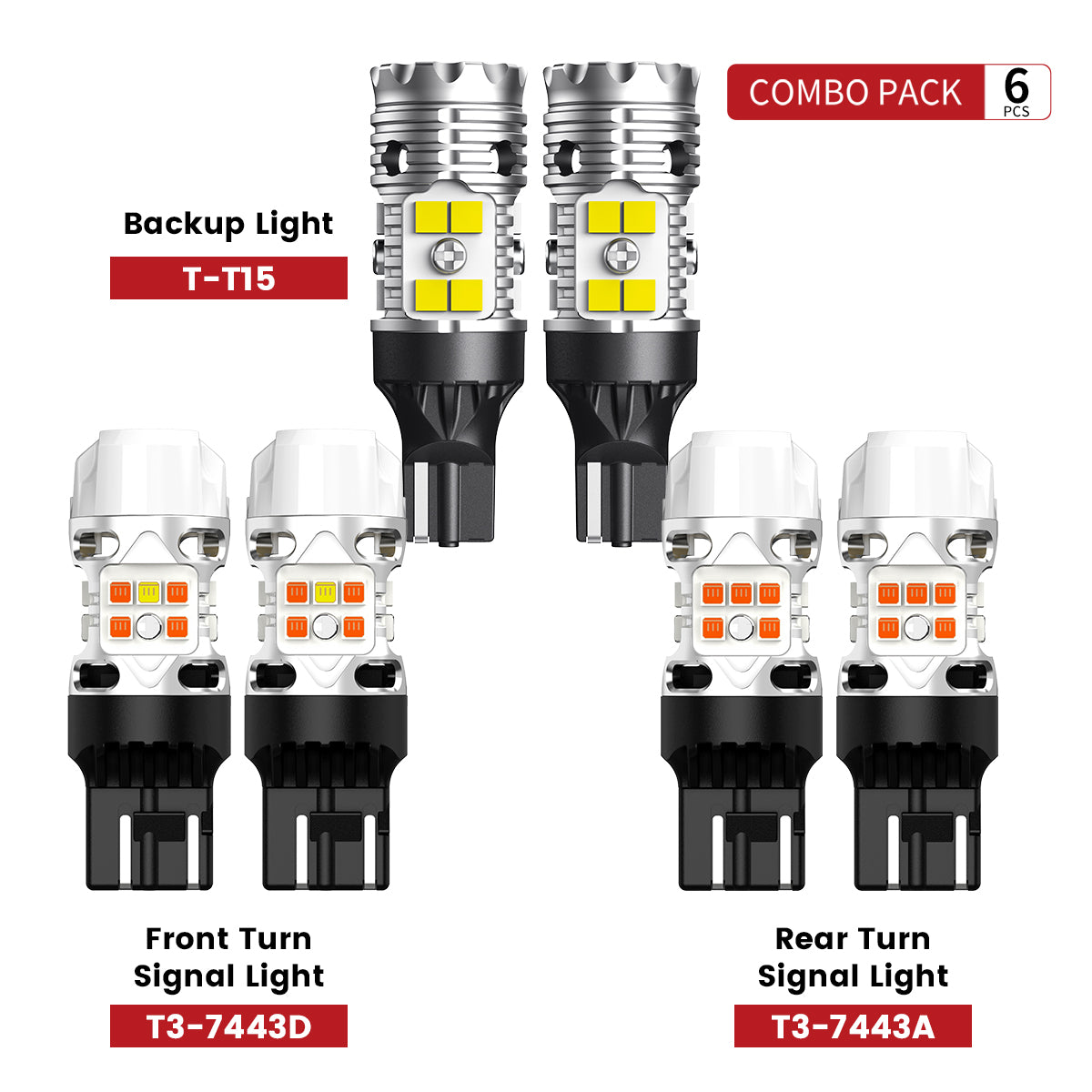 Lasfit 7443 921 led turn signal light backup light combo package