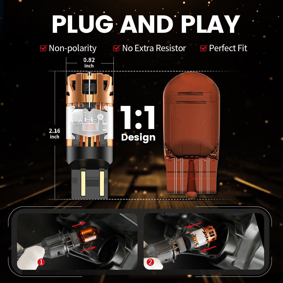Lasfit 7443 led bulbs plug and play