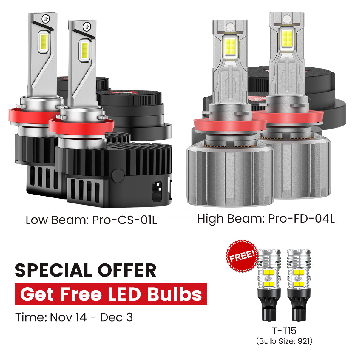 Fit for 2020-2026 Chevrolet Silverado HD 2500 3500 Custom H11 H9 LED Bulbs with Dust Cover | Pro-DC Series