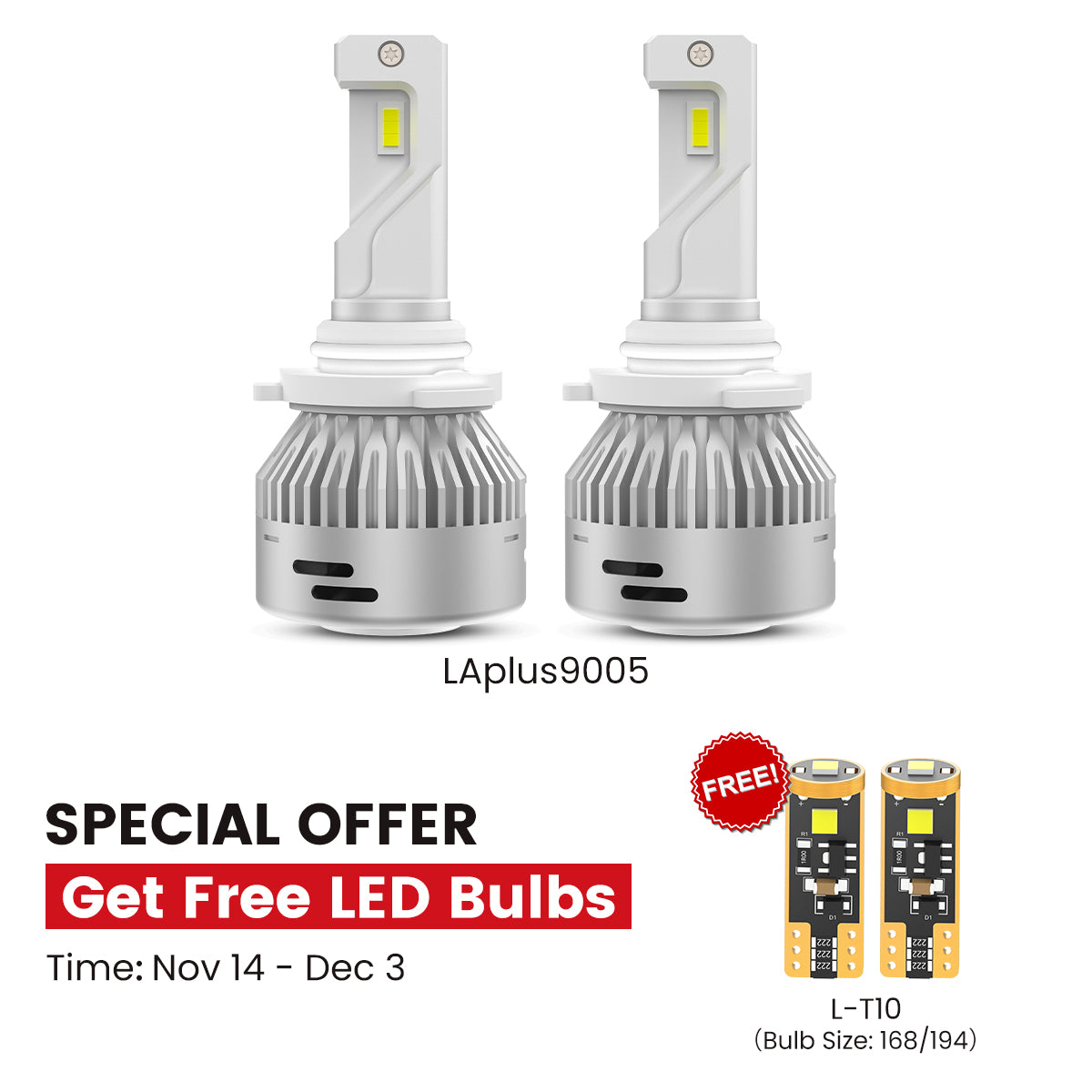 60W 9005 HB3 LA Plus Series | 6,000LM 6000K LED Bulbs