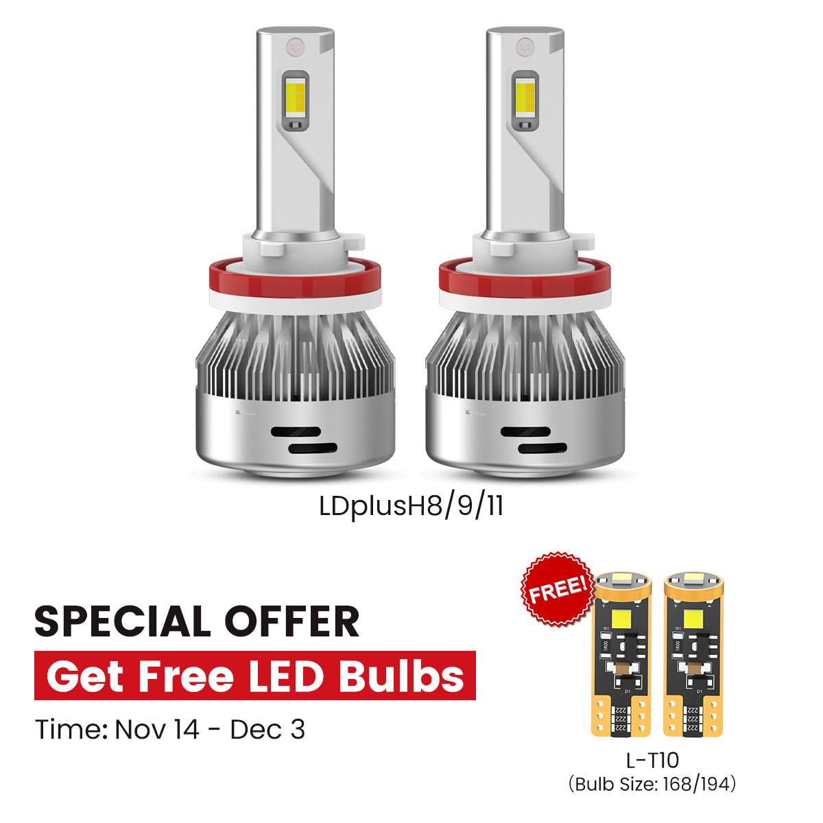 60W H11 H8 H9 LD Plus Series | 6,000LM 6000K/3000K LED Bulbs