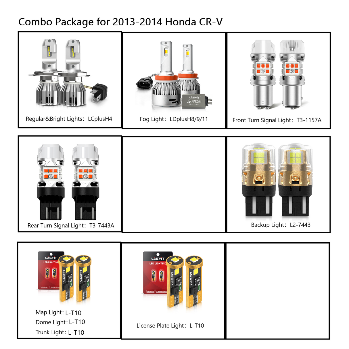 Fit for 2007-2014 Honda CR-V LED Bulbs H4 Exterior Interior Bulbs Plug n Play