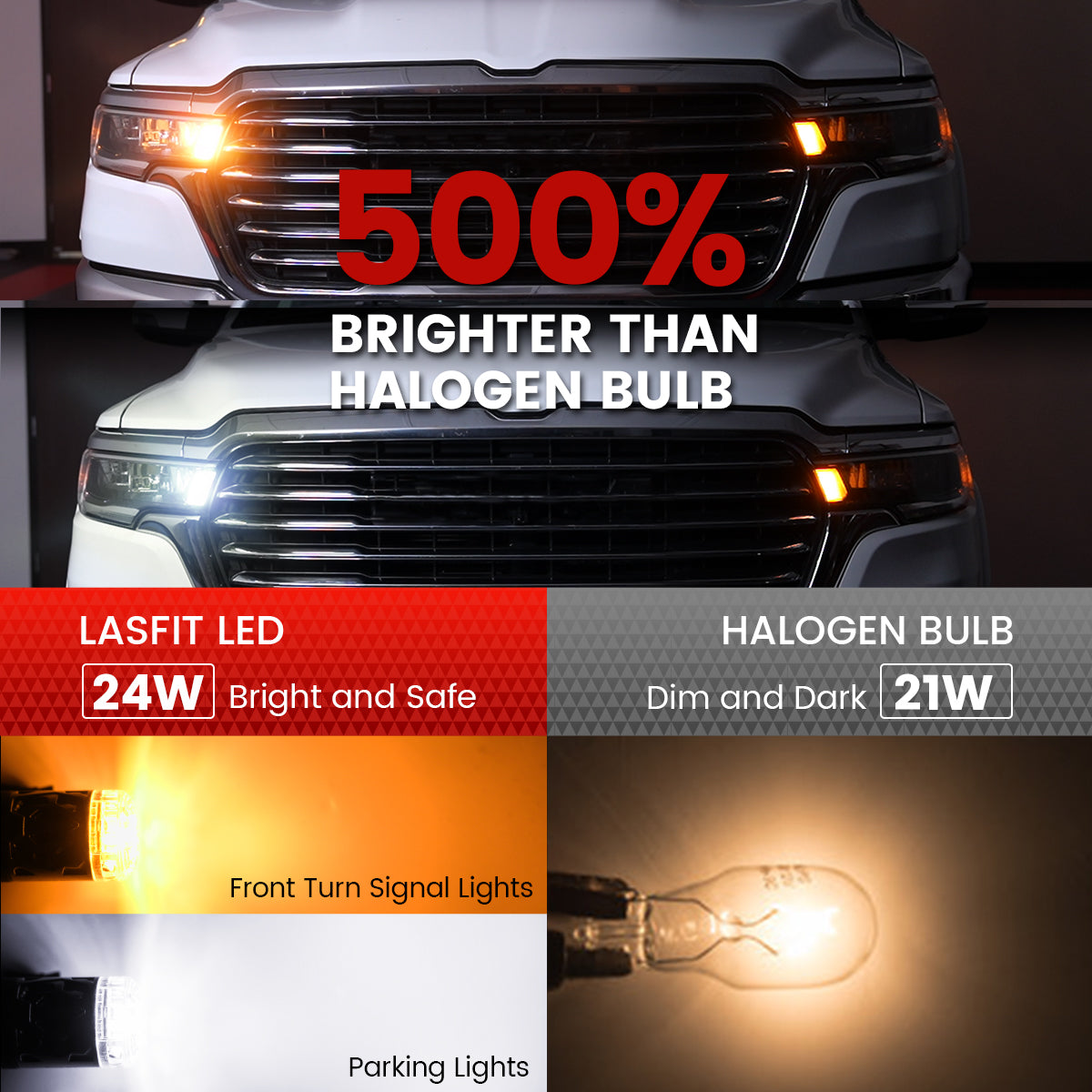 Lasfit D-3157D led bulbs 500% brighter than halogen bulbs