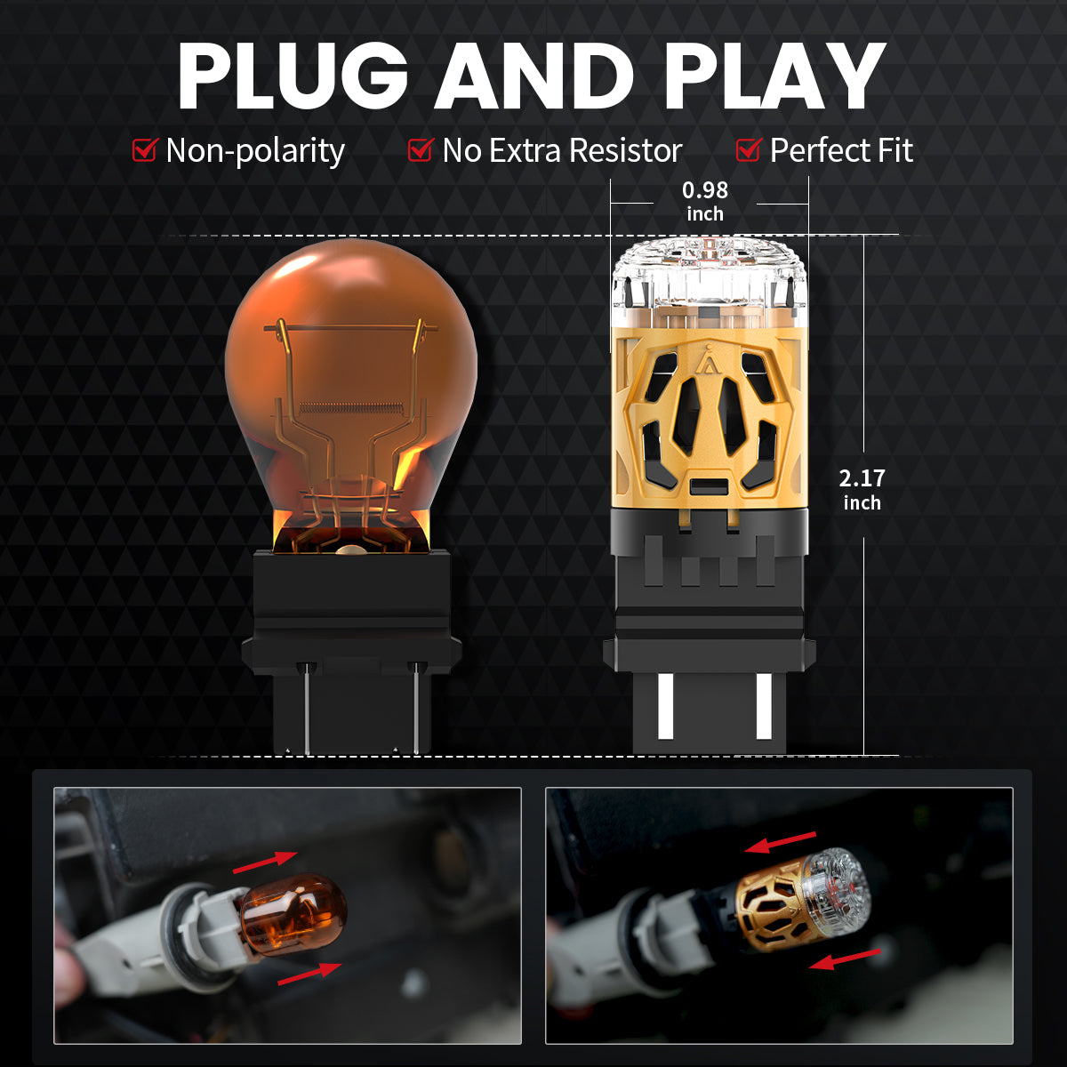 Lasfit D-3157R led bulbs plug and play installation