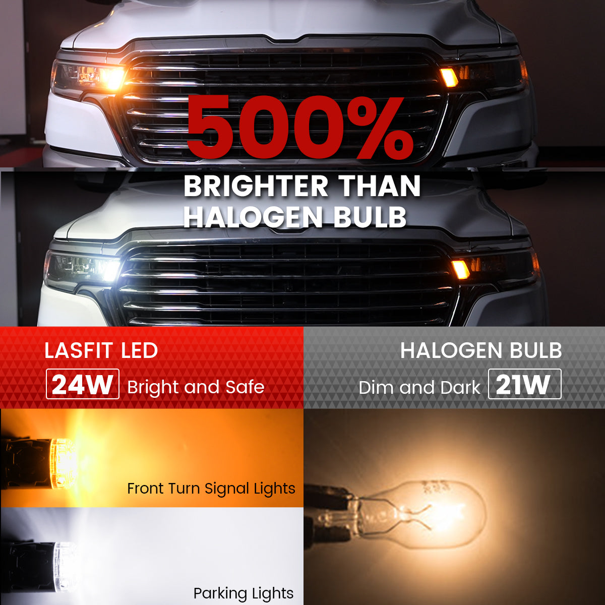 Lasfit D-7443D led bulbs 500% brighter than halogen bulbs