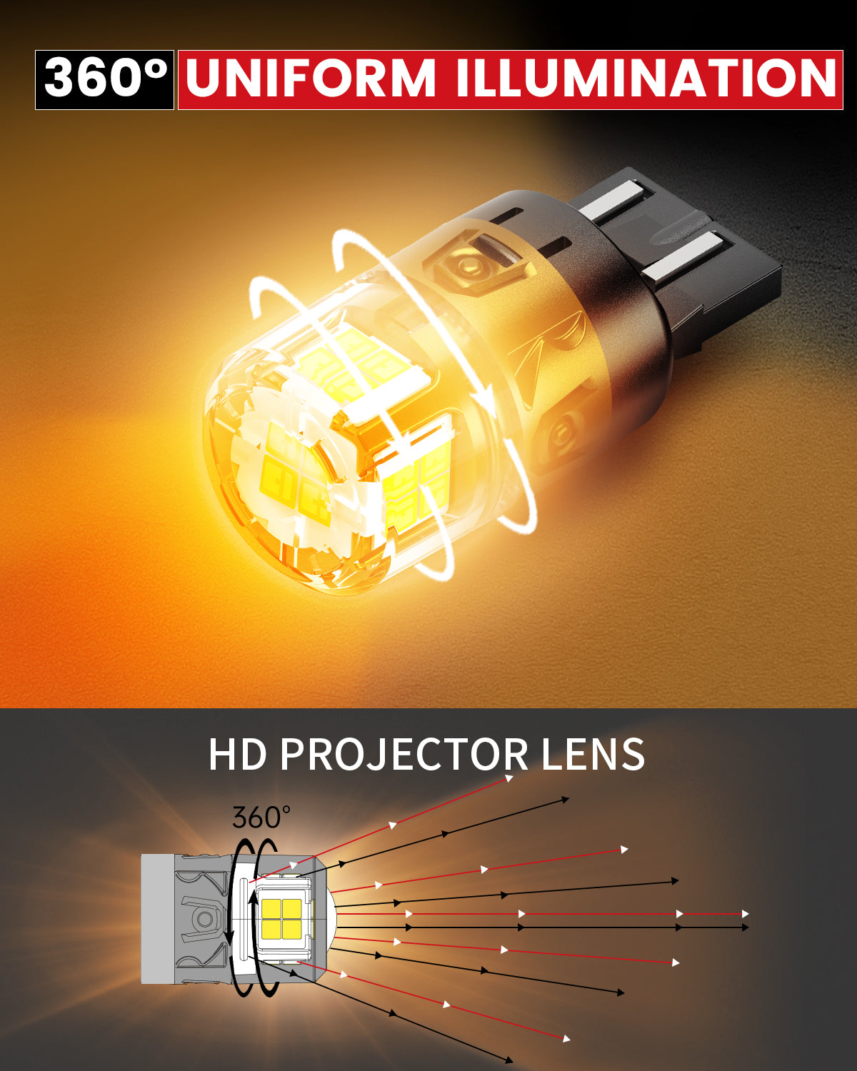 Lasfit L2-7443A led turn signal lights 360 degree uniform illumination