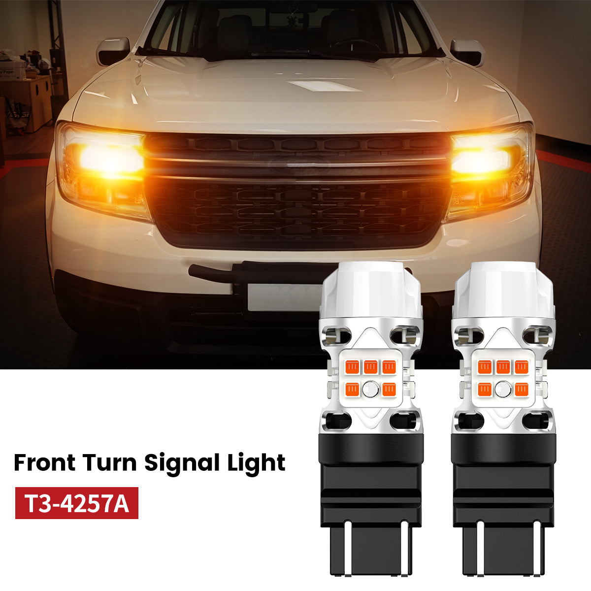 Lasfit T3-4257A LED bulb Fit for 2022-2025 Ford Maverick Lariat Front Turn Signal Light