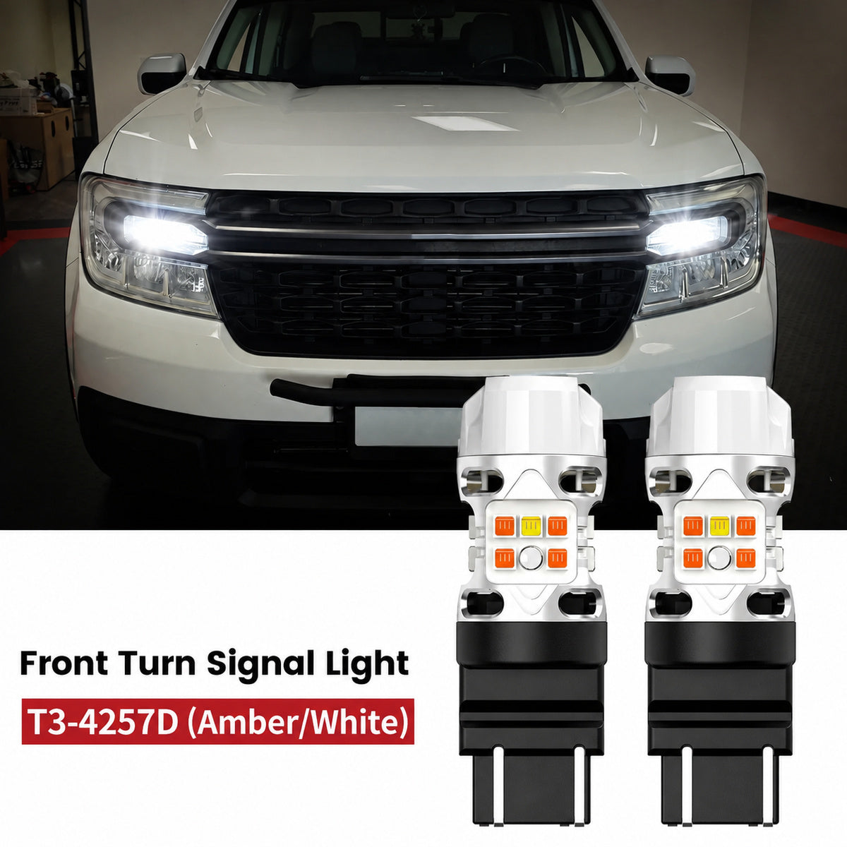 Lasfit T3-4257D LED bulb Fit for 2022-2025 Ford Maverick XL XLT Front Turn Signal Light