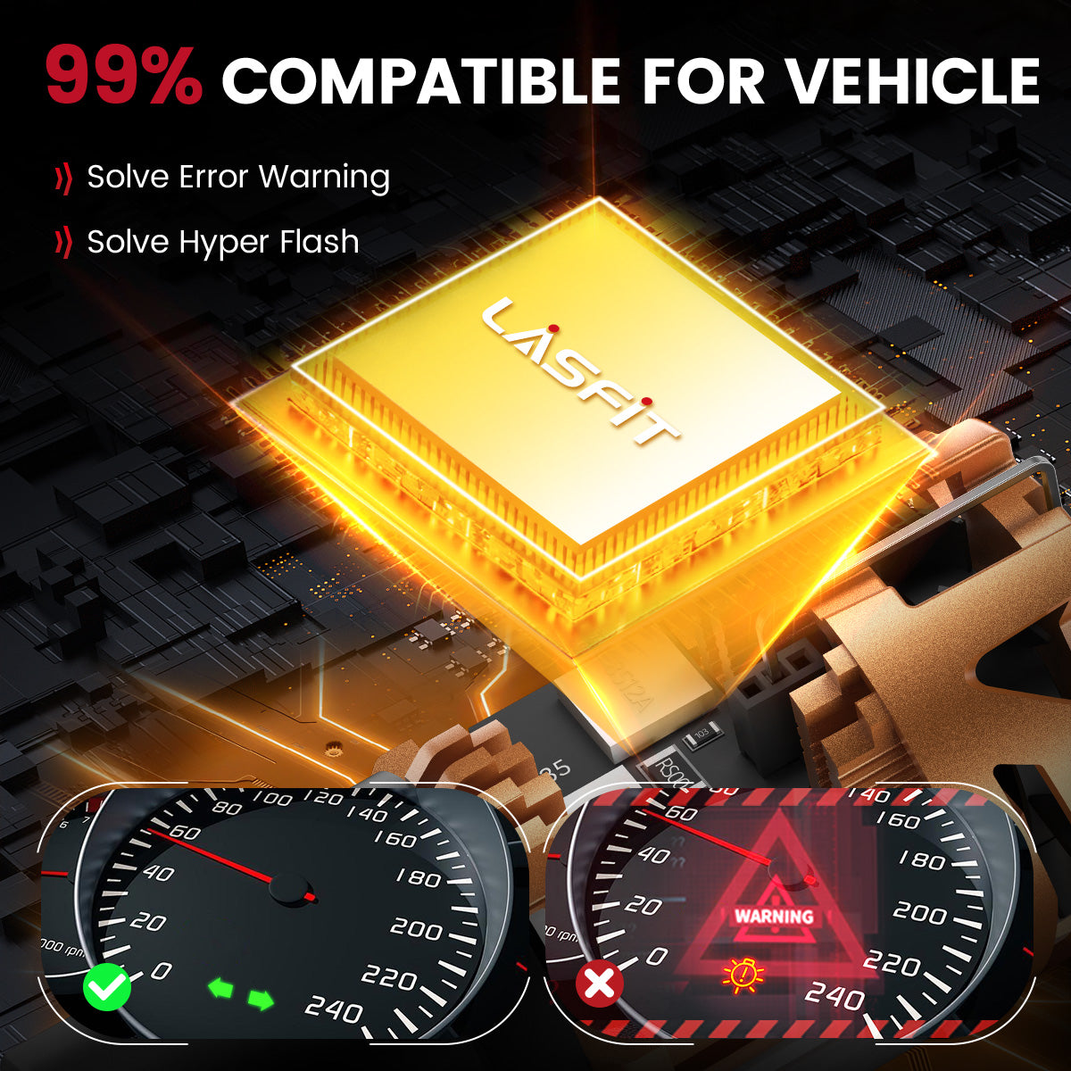 Lasfit amber 1156 led bulbs 99% compatible for vehicle