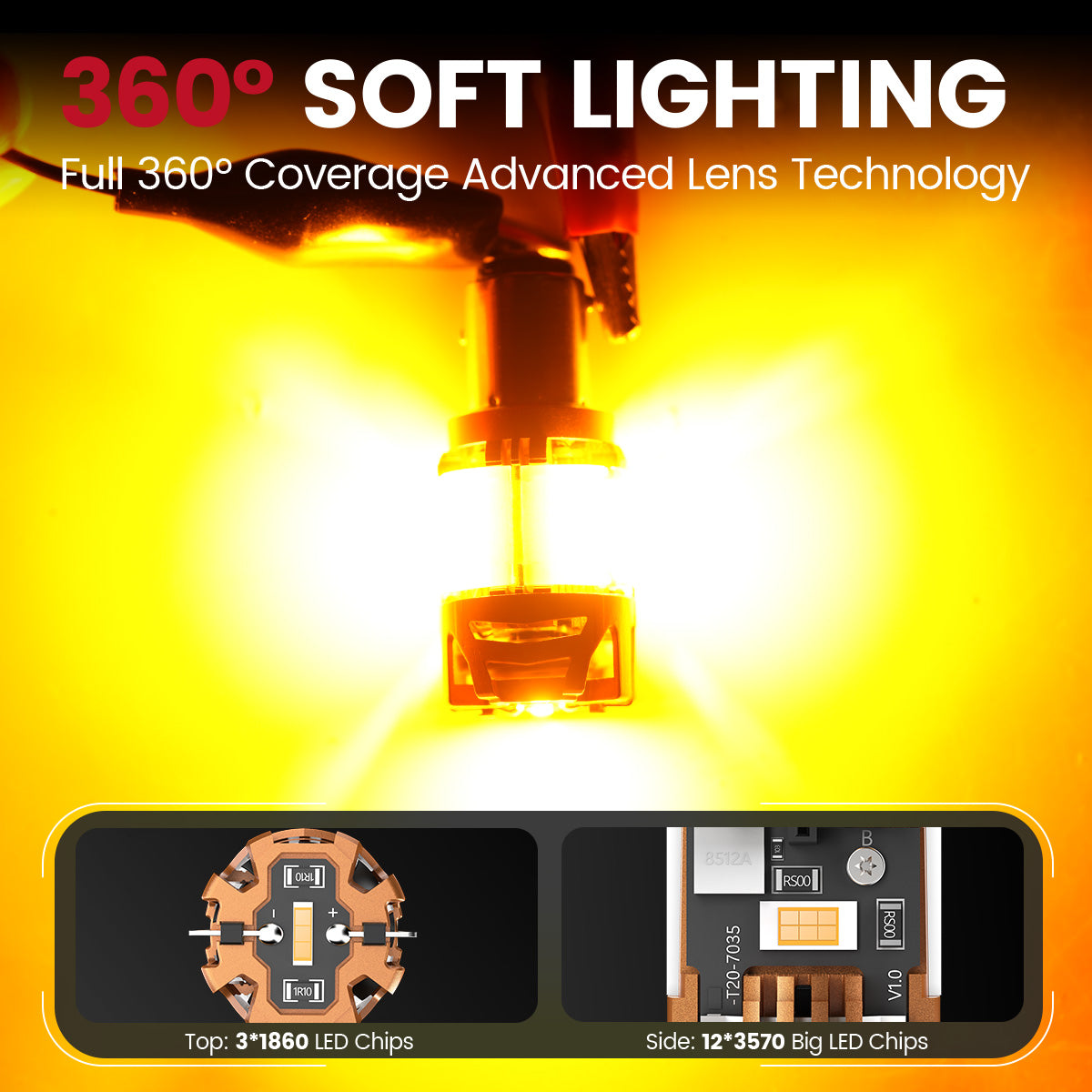 Lasfit amber 1156 led bulbs soft lighting