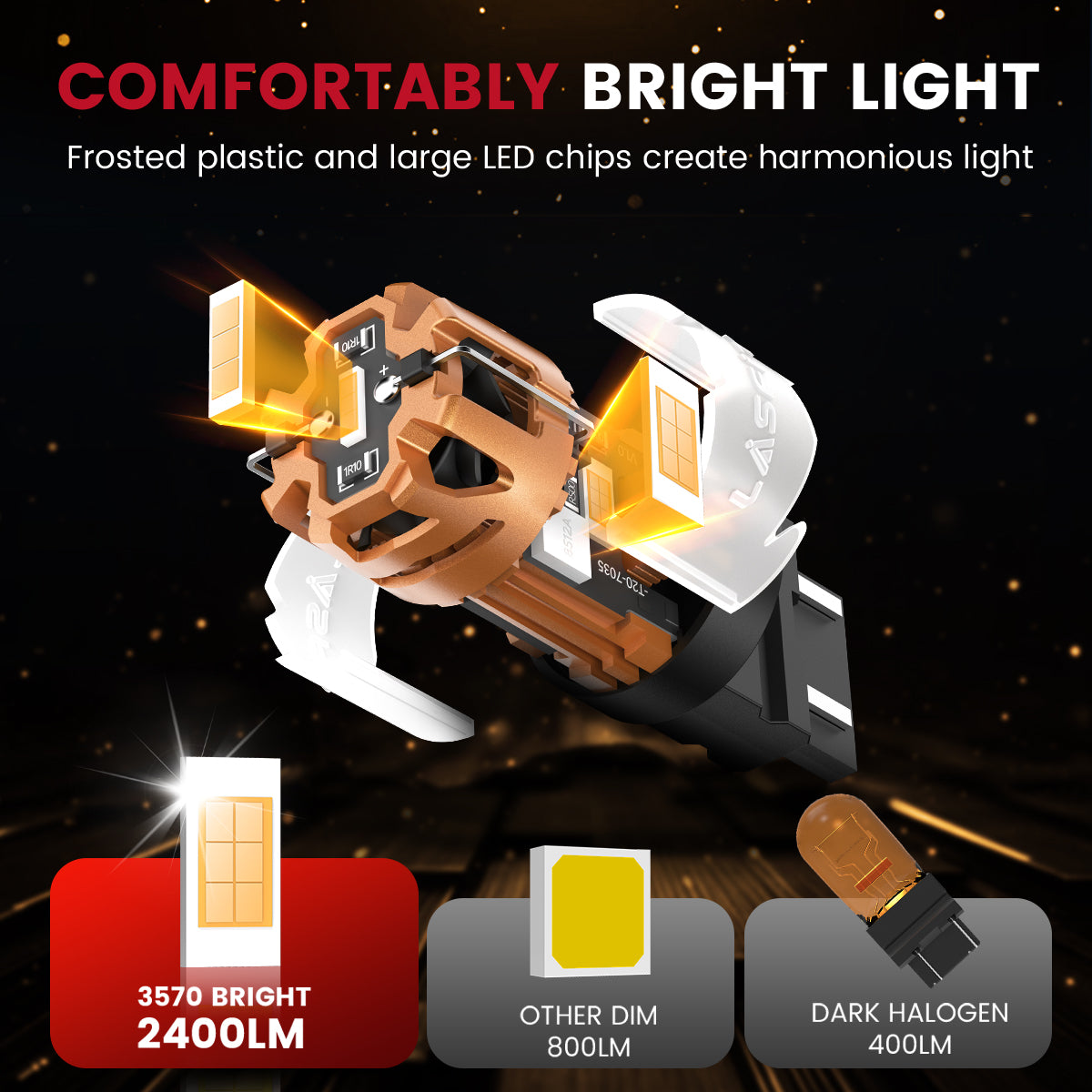 Lasfit amber 4257 led bulbs comfortably bright light