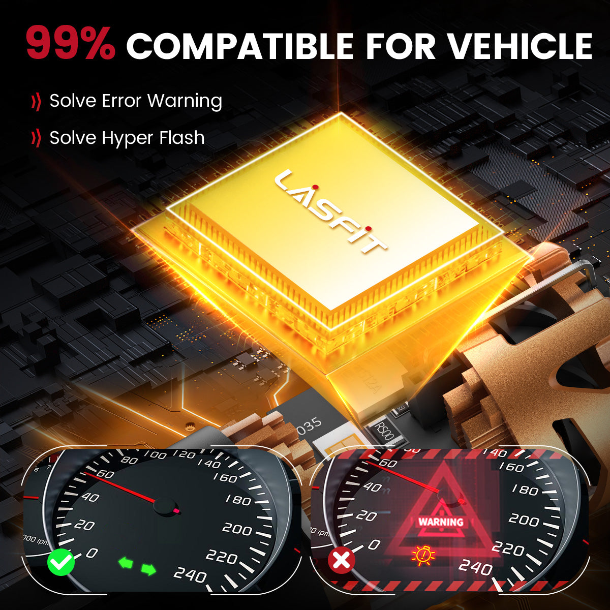 Lasfit amber 7443 led bulbs 99% compatible for vehicle