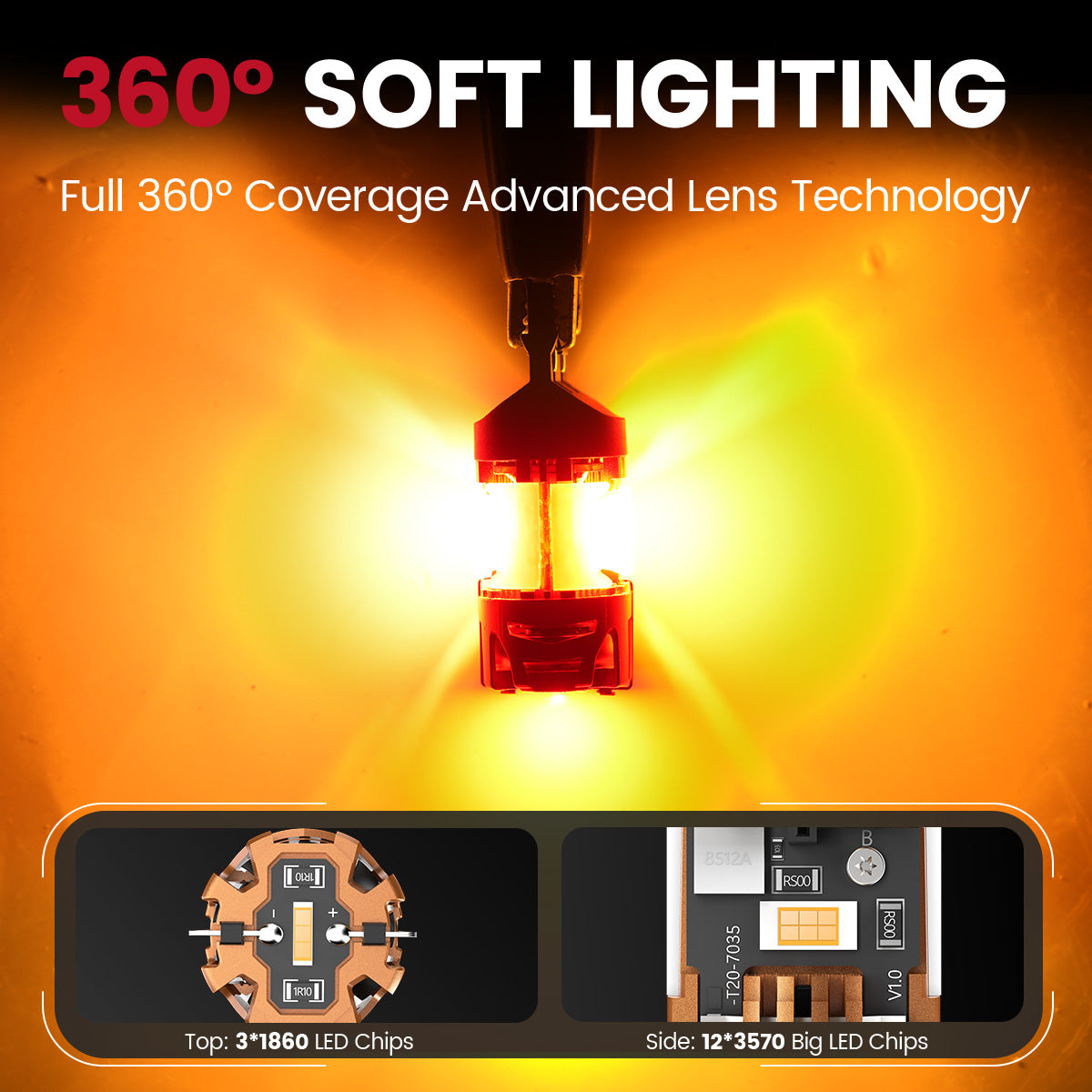 Lasfit amber 7443 led bulbs soft lighting