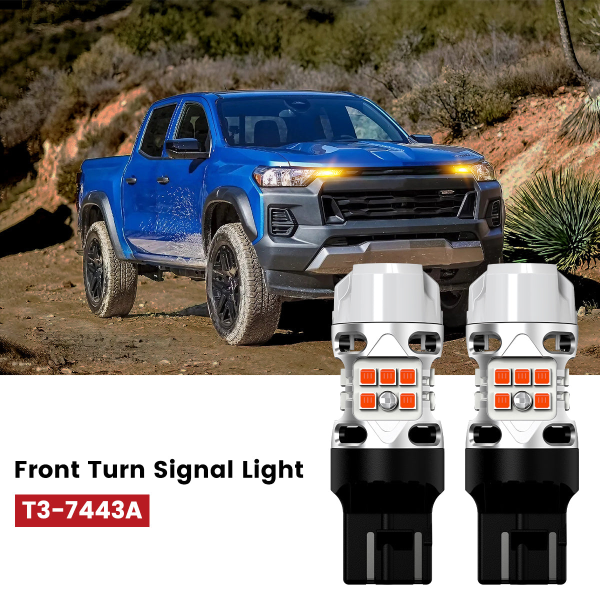 amber 7443 led front turn signal bulbs fit for 2023-2024 Chevy Colorado ZR2/Z71