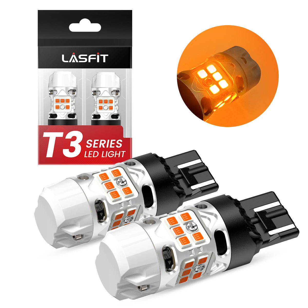Lasfit amber 7443 led turn signal bulb