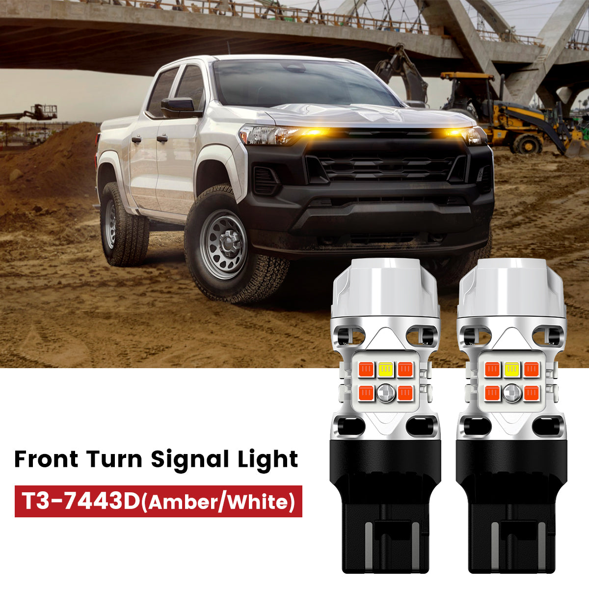 switchback 7443 led front turn signal bulbs fit for 2023-2024 Chevy Colorado Trail Boss/LT/WT