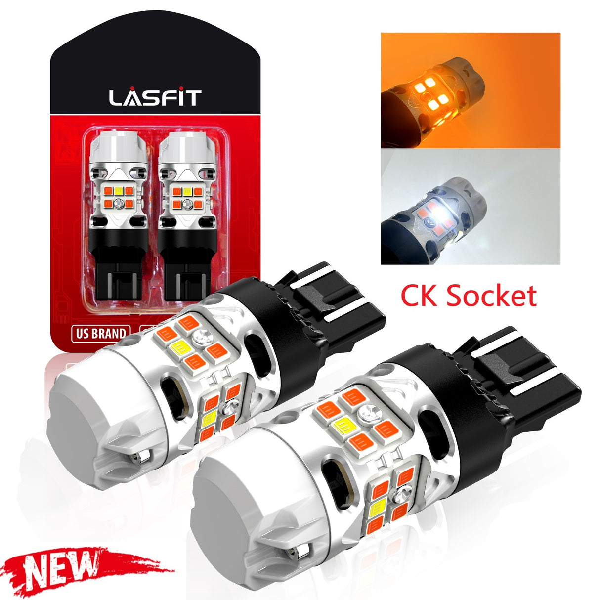 Lasfit T3-7443D-CK LED bulbs fit for 2015-2022 GMC Canyon front turn signal light