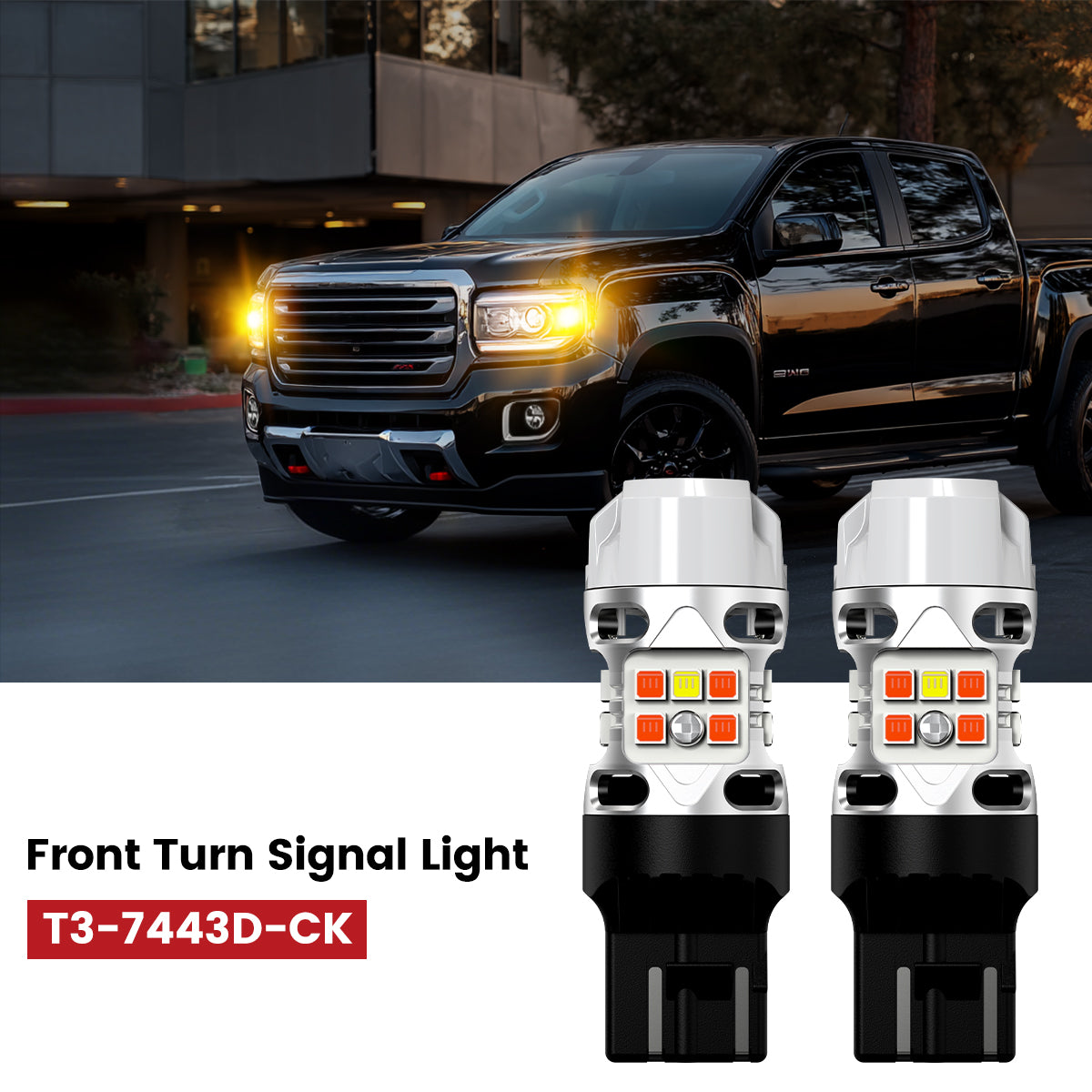 Lasfit T3-7443D-CK LED bulbs fit for 2015-2022 GMC Canyon front turn signal light