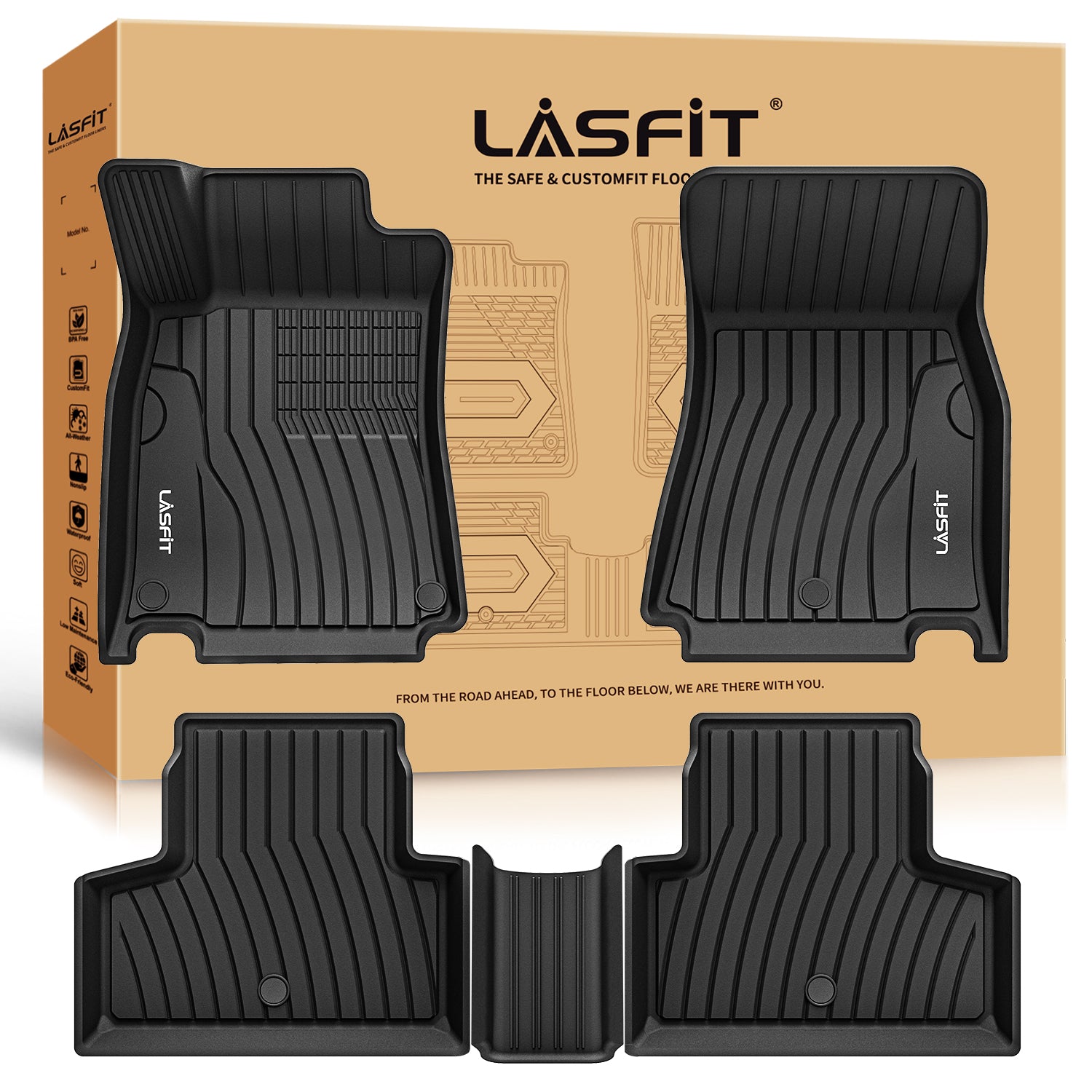 JDMax Black Waterproof Rear Trunk Cargo Liner Mat For Mercedes-Benz GLB-Class (2020-2023)