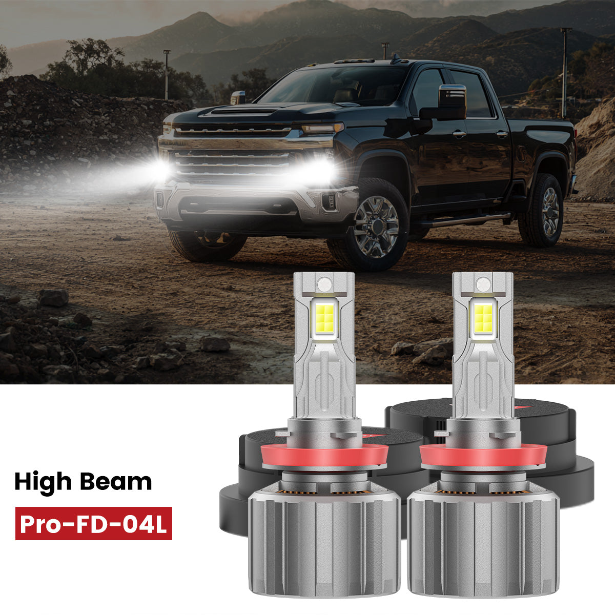 Lasfit custom-made H11 led high beam bulbs fit for 2020-2025 Chevy Silverado 2500HD 3500HD