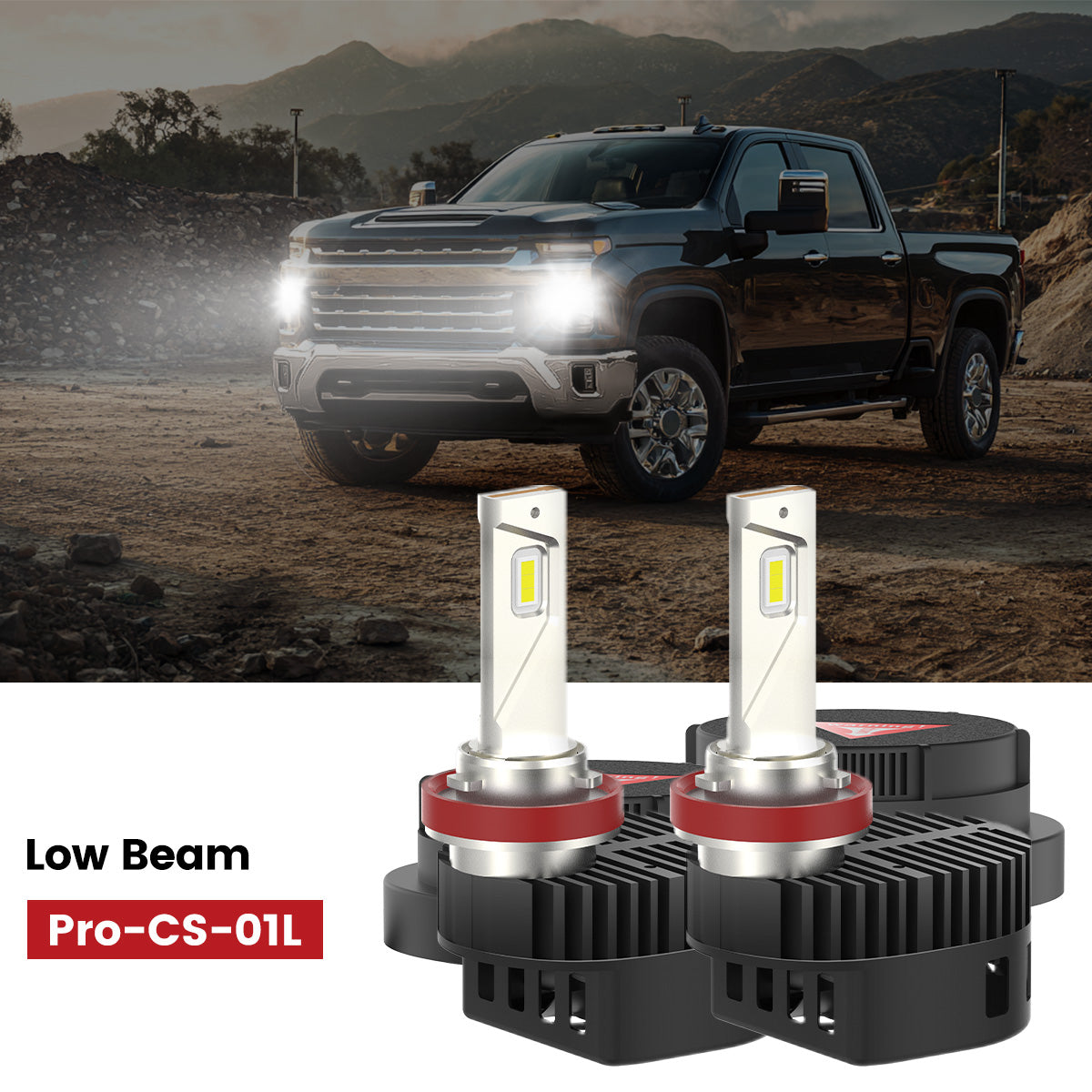 Lasfit custom-made H11 led low beam bulbs fit for 2020-2025 Chevy Silverado 2500HD 3500HD
