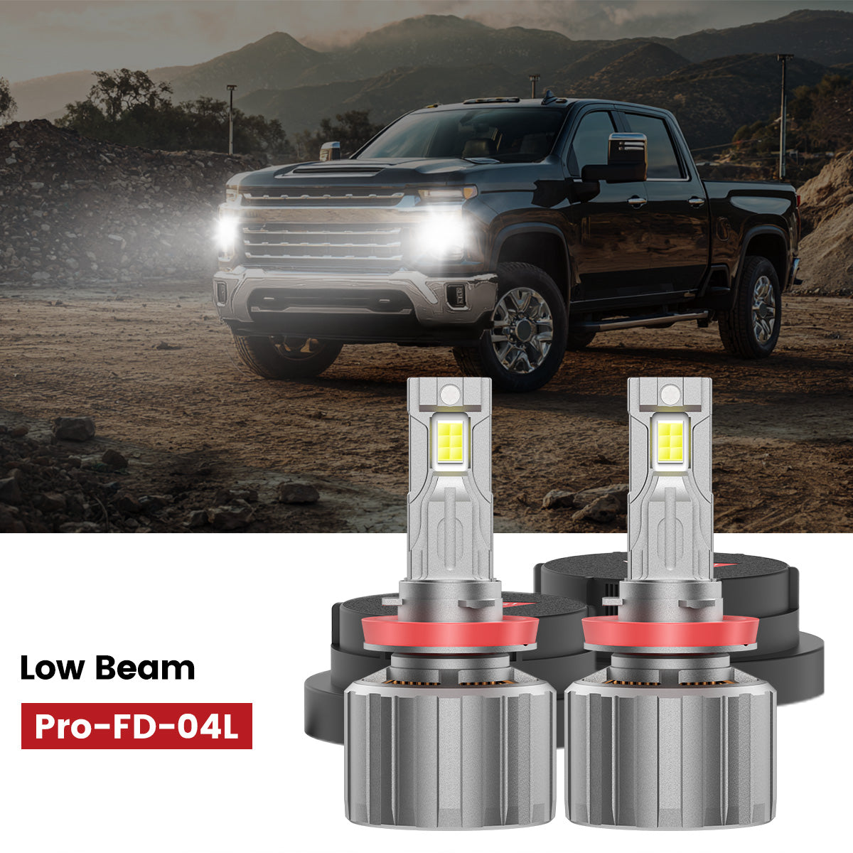 Lasfit custom-made H11 led low beam bulbs fit for 2020-2025 Chevy Silverado 2500HD 3500HD