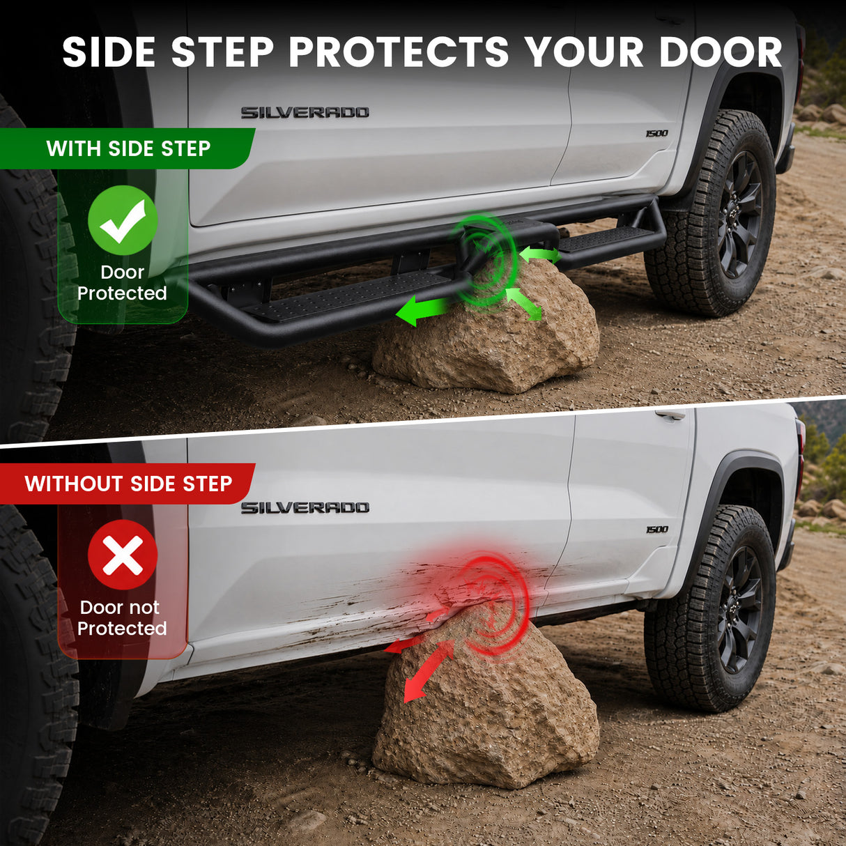 Fit for 2019-2026 Chevrolet Silverado 1500 Running Boards Side Steps, Fit Crew Cab ONLY