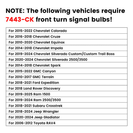 7443 7444 CANBUS Error Free Anti Hyper Flash Switchback LED Turn Signal Light Dual Color Blinker Bulb-CK Socket, 2 Bulbs