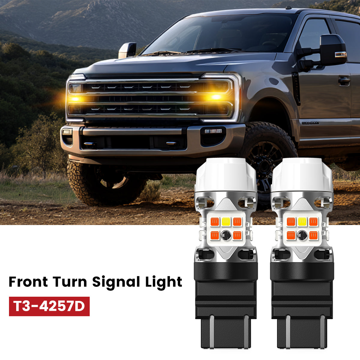 T3-4257D LED bulbs fit for 2023-2025 ford f-250 f-350 front turn signal lights