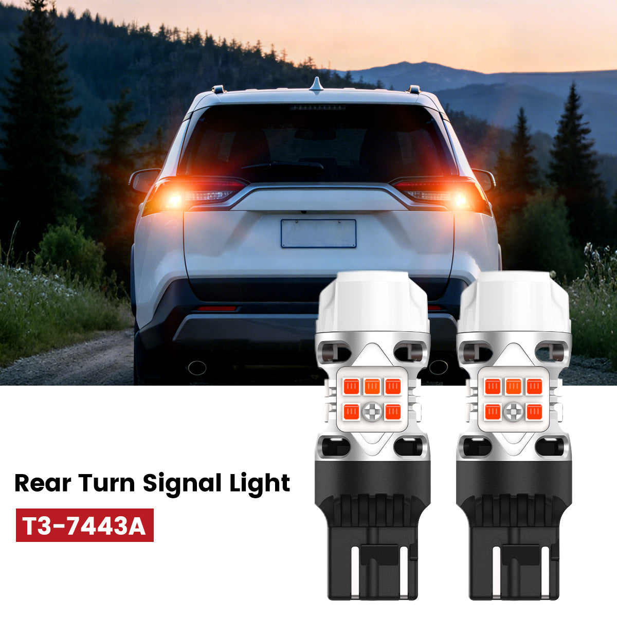 T3-7443A LED bulbs fit for 2019-2021 Toyota RAV4 rear turn signal lights