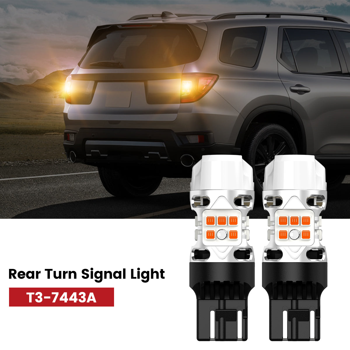 amber 7443 led bulbs fit for 2022-2025 Honda Passport rear turn signal lights