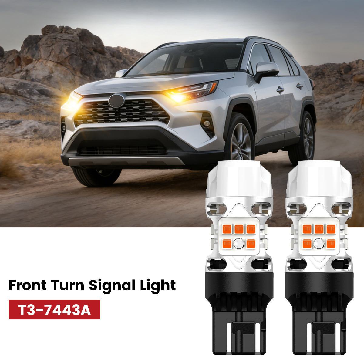 T3-7443D LED Bulbs fit for 2022-2024 Toyota RAV4 front turn signal lights