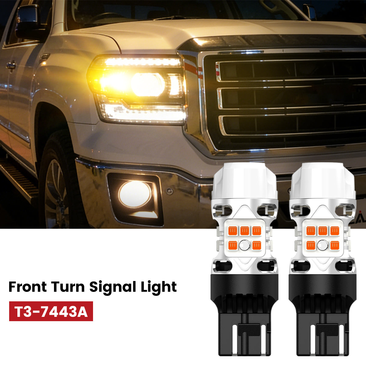 T3-7443D LED bulb fit for 2014-2015 GMC Sierra 1500 front turn signal lights