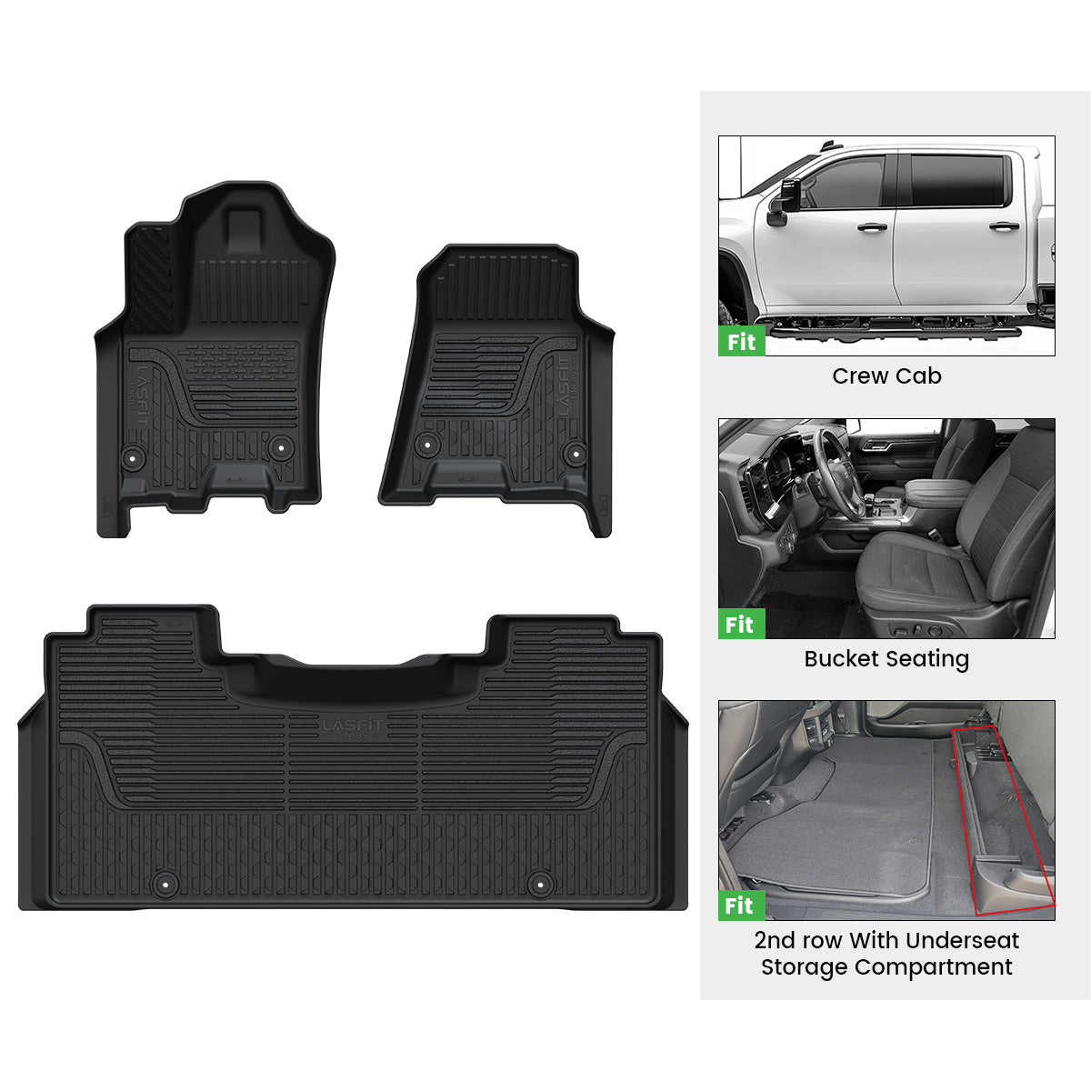 Fit for 2025-2026 Ram 1500 All-weather Floor Mats With Bucket Seating Only