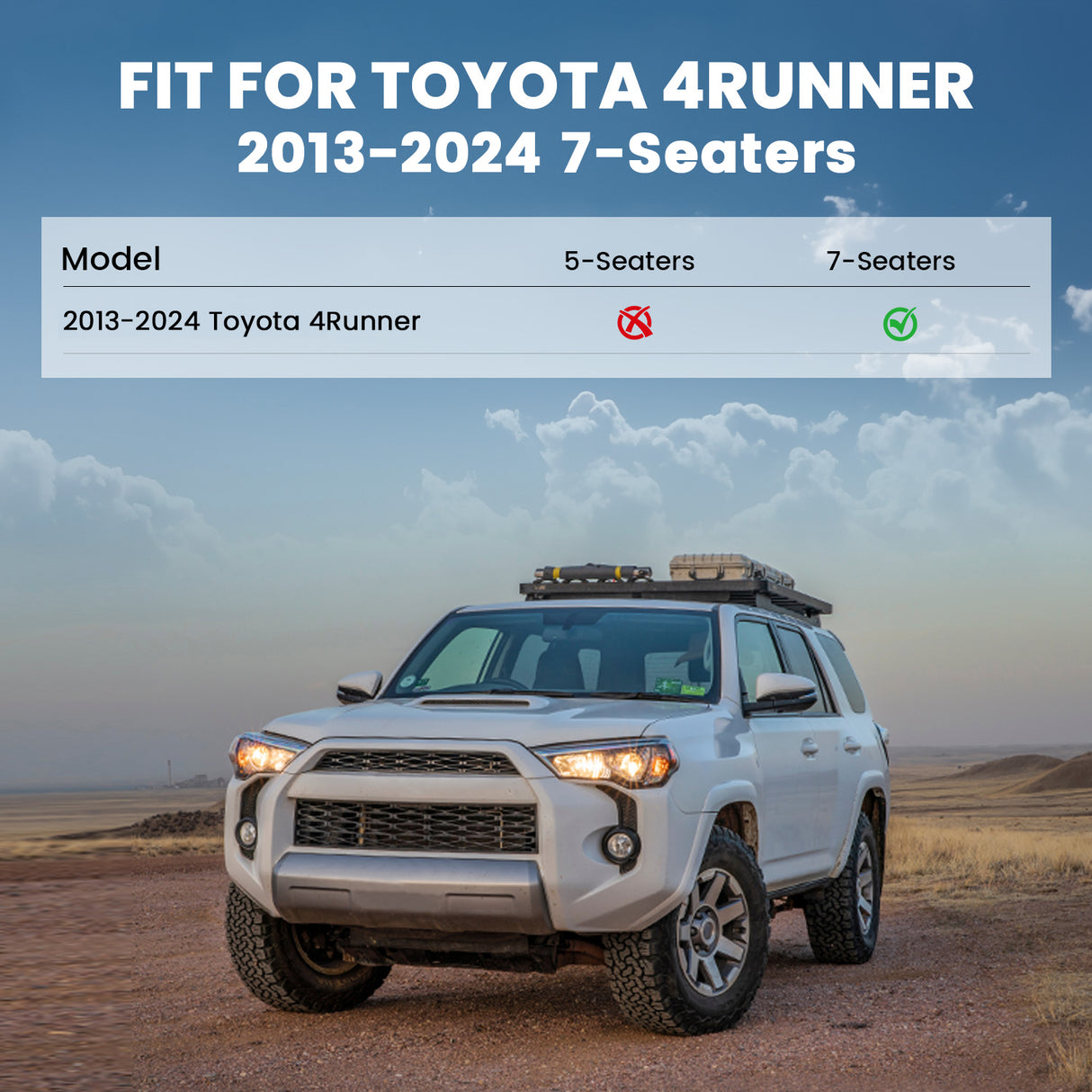 Fit for 2013-2024 Toyota 4Runner All Weather Floor Mats / Cargo / Seatback Mat, Not Fit Equipped Sliding Cargo Tray Option