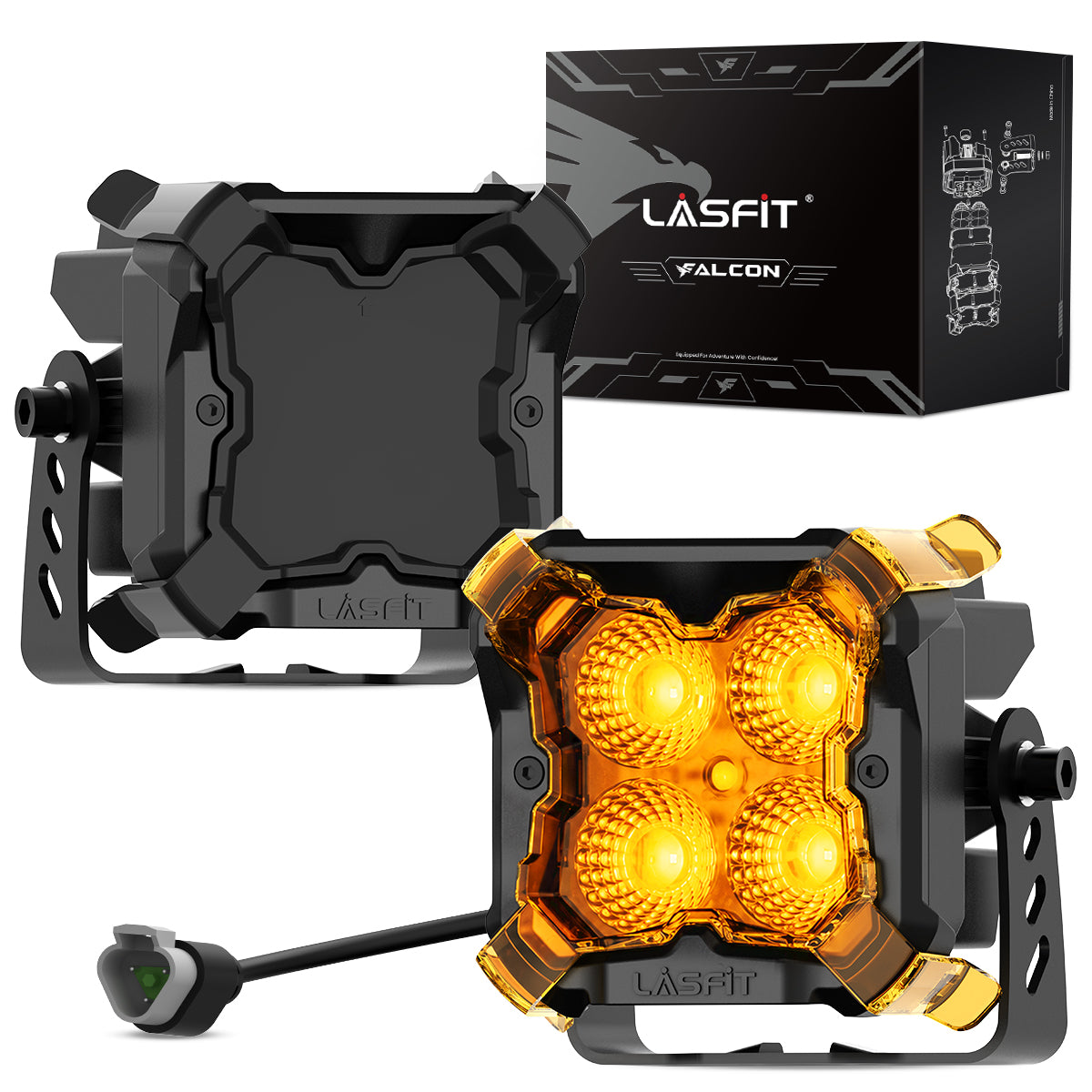 amber flood beam 3 inch pod light off road accessories